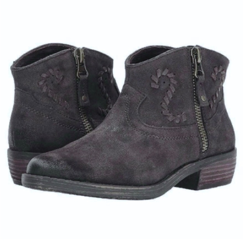 OTBT Trek Suede Leather Deep Brown Leather Stitch Inside Zip Ankle Booties sz 8